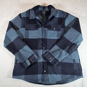 VRST Shirt Jacket Men's Size XL Navy Blue Wool Blend Plaid Flannel